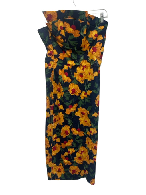 Hyacinth House Size M Navy Blue, Yellow & Green Cotton Floral One Strap Dress Navy Blue, Yellow & Green / M