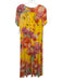 Johnny Was Size M Yellow & Multi Rayon Blend Floral Short Sleeve Butterfly Dress Yellow & Multi / M