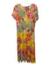 Johnny Was Size M Yellow & Multi Rayon Blend Floral Short Sleeve Butterfly Dress Yellow & Multi / M