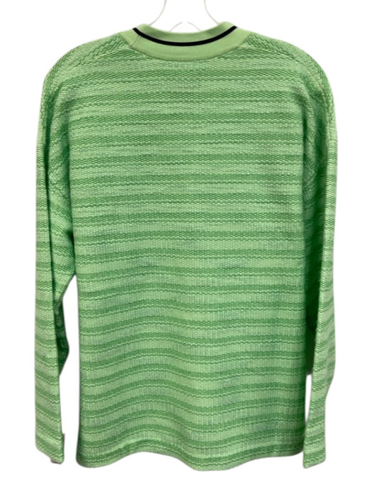 Sandro Size 2 Green & Navy Blue Viscose Blend Knit Striped Button Front Jacket Green & Navy Blue / 2