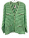 Sandro Size 2 Green & Navy Blue Viscose Blend Knit Striped Button Front Jacket Green & Navy Blue / 2