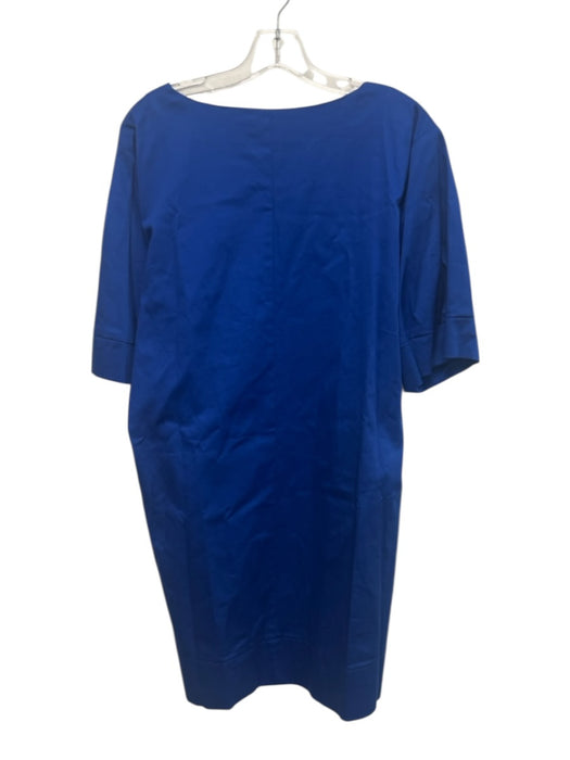 Biancoghiaccio Size 48 Blue Cotton Blend Short Sleeve V Neck Dress Blue / 48