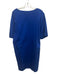 Biancoghiaccio Size 48 Blue Cotton Blend Short Sleeve V Neck Dress Blue / 48