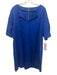 Biancoghiaccio Size 48 Blue Cotton Blend Short Sleeve V Neck Dress Blue / 48