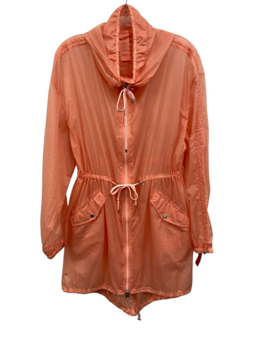 ADD Size 4 Peach Pink Poliamide Semi Sheer Drawstring Waist Zip Front Coat Peach Pink / 4