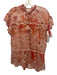 Johnny Was Jade Size XS Red & Beige Silk Sheer Floral Button Front Top Red & Beige / XS