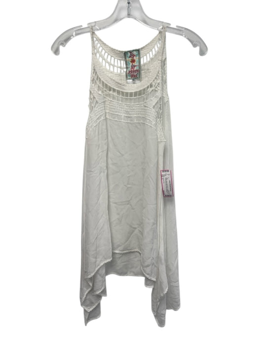Johnny Was Size S White Rayon Sleeveless Ladder Lace Handkerchief Hem Long Top White / S