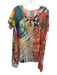 Johnny Was Size M Multi Silk Abstract Botanical Print Short Sleeve U Neck Top Multi / M