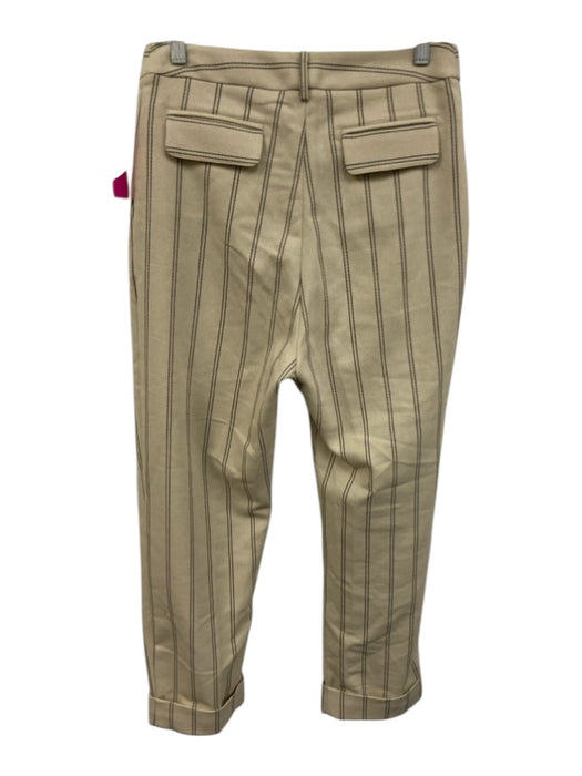Matin Size 10 Khaki Beige & Black Linen Blend Striped Front Pleat Cuffed Pants Khaki Beige & Black / 10