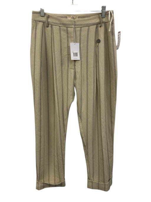 Matin Size 10 Khaki Beige & Black Linen Blend Striped Front Pleat Cuffed Pants Khaki Beige & Black / 10