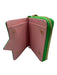 Chiara Ferragni Green & Pink PU Leather Snap Button Closure Flap Eye Wallets Green & Pink