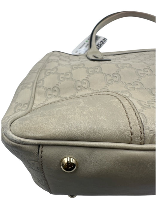 Gucci Cream Beige Leather Guccissima Bow Detail Zip Top Shoulder Bag Cream Beige