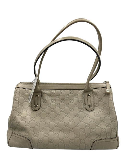 Gucci Cream Beige Leather Guccissima Bow Detail Zip Top Shoulder Bag Cream Beige