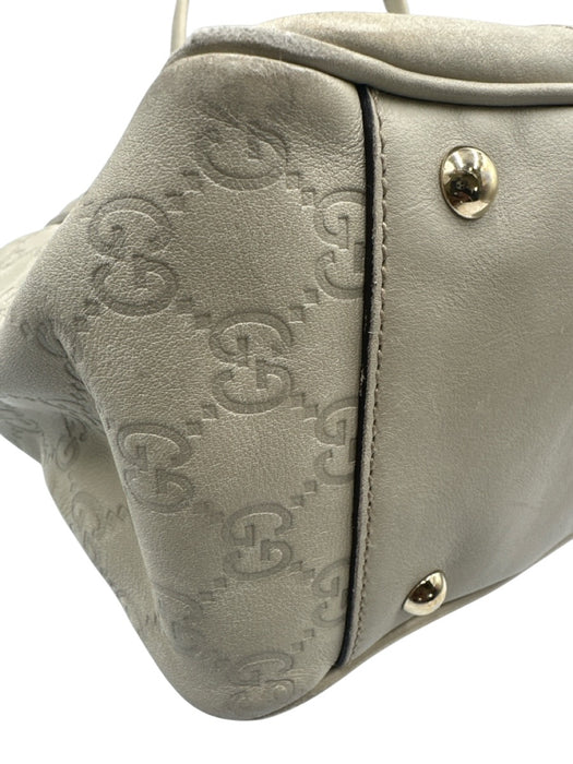 Gucci Cream Beige Leather Guccissima Bow Detail Zip Top Shoulder Bag Cream Beige