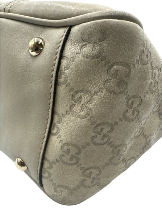 Gucci Cream Beige Leather Guccissima Bow Detail Zip Top Shoulder Bag Cream Beige