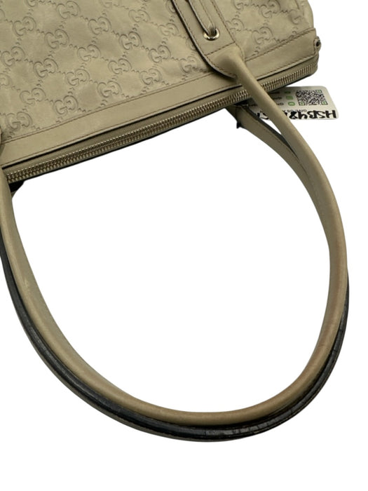 Gucci Cream Beige Leather Guccissima Bow Detail Zip Top Shoulder Bag Cream Beige