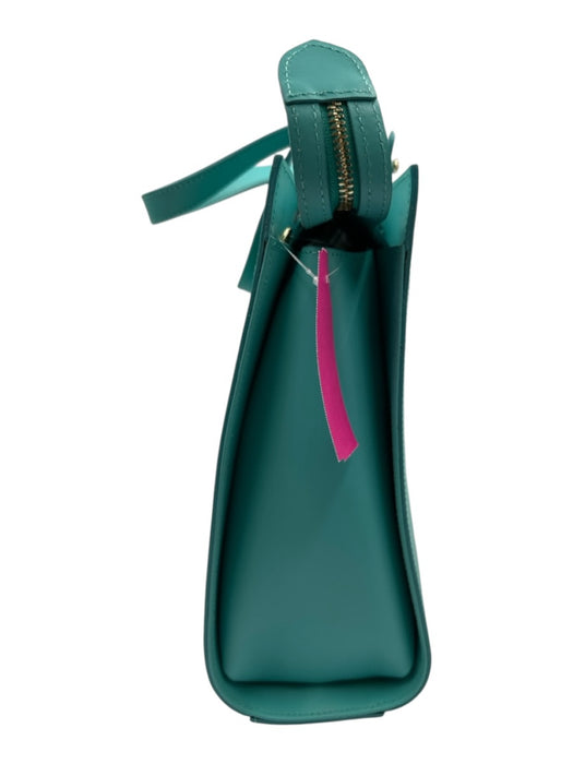 Laura Di Maggio Teal Green Leather Gradient Zip Top Multiple Straps Tote Bag Teal Green