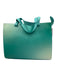 Laura Di Maggio Teal Green Leather Gradient Zip Top Multiple Straps Tote Bag Teal Green