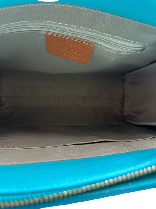 Laura Di Maggio Teal Green Leather Gradient Zip Top Multiple Straps Tote Bag Teal Green