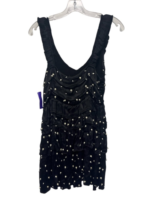 Loveshackfancy Size 8 Black & White Viscose Satin Faux Pearl Beaded Dress Black & White / 8