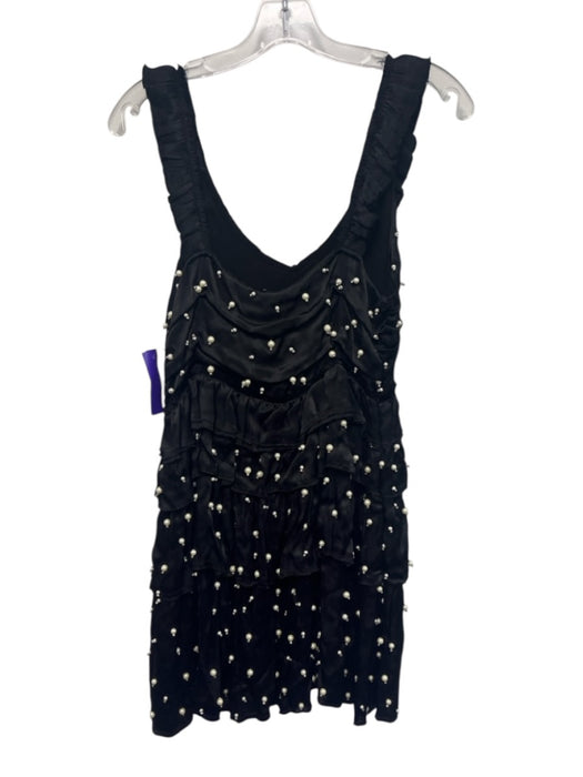 Loveshackfancy Size 8 Black & White Viscose Satin Faux Pearl Beaded Dress Black & White / 8