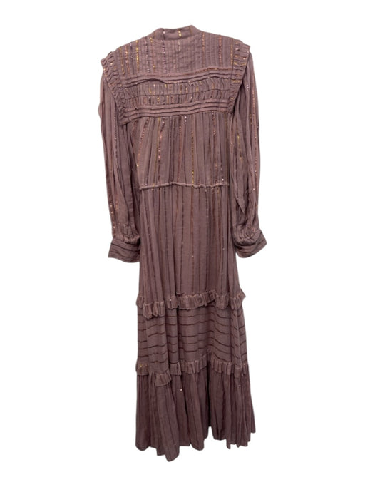 Farm Rio Size M Mauve Pink Cotton Blend Metallic Thread Stripe Dress Mauve Pink / M