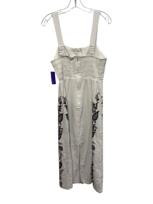Cleobella Size S Cream White & Brown Cotton & Linen Floral Paisley A line Dress Cream White & Brown / S