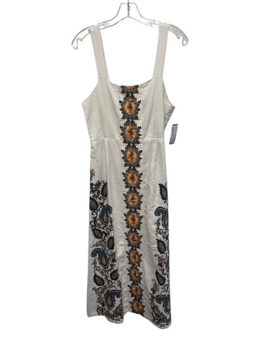 Cleobella Size S Cream White & Brown Cotton & Linen Floral Paisley A line Dress Cream White & Brown / S