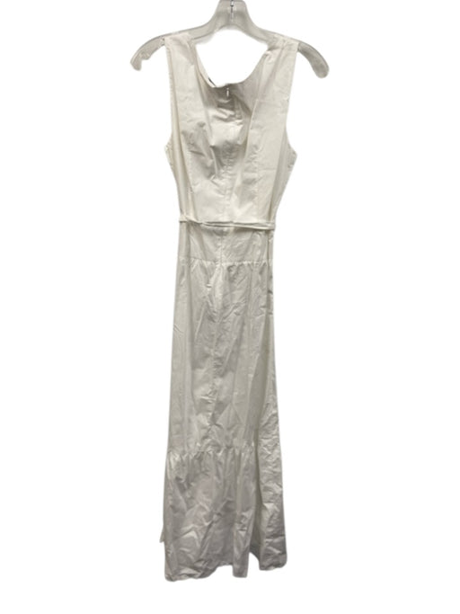 Biancoghiaccio Size 44 White Cotton Sleeveless Paneled Wide Neck Back Zip Dress White / 44