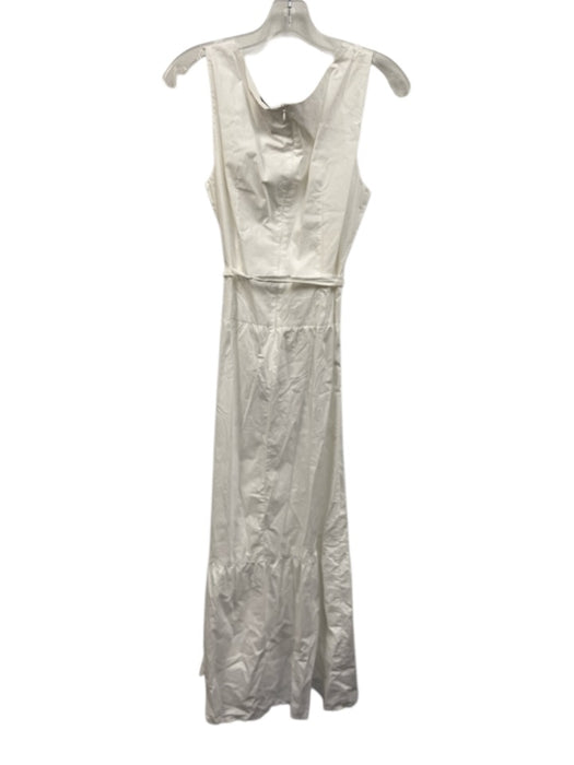 Biancoghiaccio Size 44 White Cotton Sleeveless Paneled Wide Neck Back Zip Dress White / 44