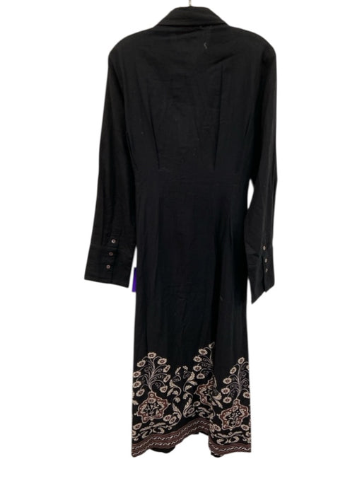 Cleobella Size S Black, Cream & Brown Print Cotton & Linen Long Sleeve Dress Black, Cream & Brown Print / S