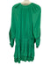 Ramy Brook Size L Green Polyester Long Balloon Sleeve V Neck Shirred Waist Dress Green / L