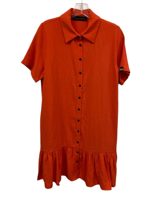Marcell Von Berlin Size Est M Orange Viscose Blend Short Sleeve Polo Dress Orange / Est M
