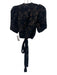 saltwater LUXE Size M Black & Brown Rayon Short Puff Sleeve Floral Wrap Crop Top Black & Brown / M