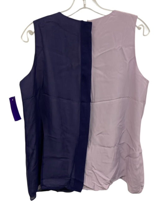 Marie Oliver Size M Purple & Navy Blue Silk Color Block Draped Detail Top Purple & Navy Blue / M