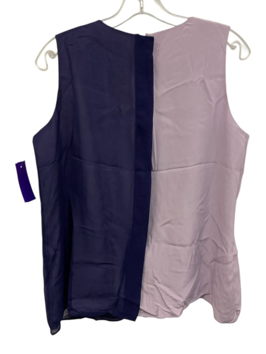Marie Oliver Size M Purple & Navy Blue Silk Color Block Draped Detail Top Purple & Navy Blue / M