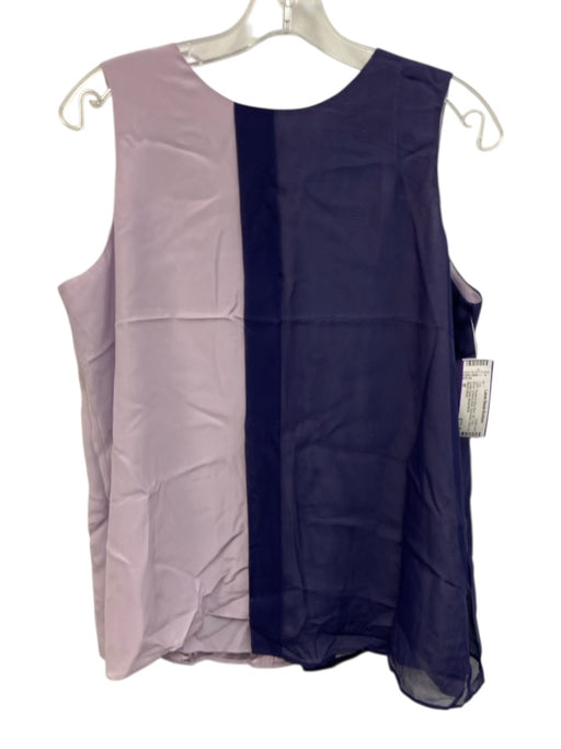 Marie Oliver Size M Purple & Navy Blue Silk Color Block Draped Detail Top Purple & Navy Blue / M