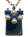 Tory Burch Black, Blue & White Gold Tone Metal Chain Link Geometric Necklace Black, Blue & White