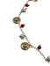 Tory Burch Red & White Gold Tone Metal Chain Charm Bead Detail Necklace Red & White