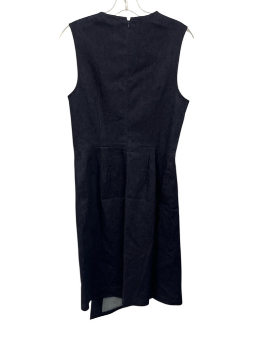 Adam Lippes Size 10 Dark Wash Cotton Denim Sleeveless Button Front Darted Dress Dark Wash / 10