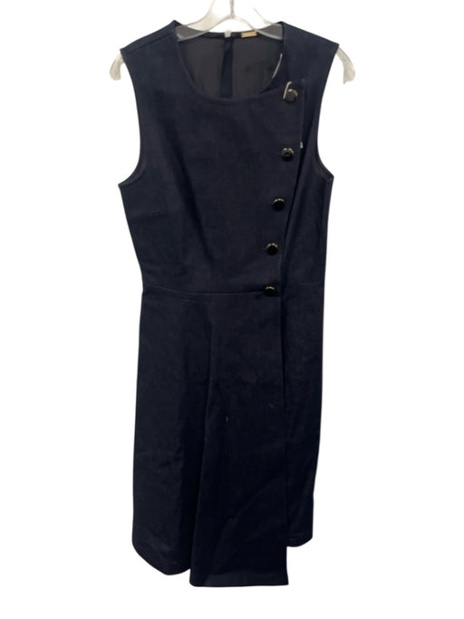 Adam Lippes Size 10 Dark Wash Cotton Denim Sleeveless Button Front Darted Dress Dark Wash / 10