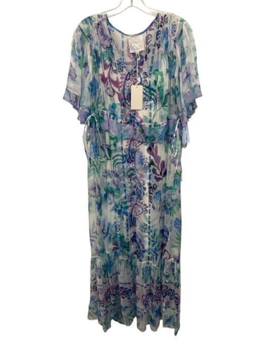 Jade Johnny Was Size XS Blue, Green, Purple Polyester Blend Short Sleeve Dress Blue, Green, Purple / XS