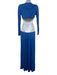 Farm Rio Size Small Blue Viscose Long Sleeve Cut Out Knot Maxi Dress Blue / Small