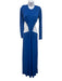 Farm Rio Size Small Blue Viscose Long Sleeve Cut Out Knot Maxi Dress Blue / Small