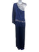 Nicole Miller Size 8 Mixed Blues Silk One Long Sleeve Sequin Flare Sleeves Gown Mixed Blues / 8