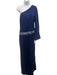 Nicole Miller Size 8 Mixed Blues Silk One Long Sleeve Sequin Flare Sleeves Gown Mixed Blues / 8