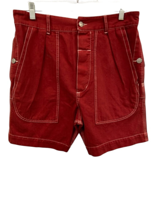 Isabel Marant Etoile Size 40 Red Cotton Denim High Rise Contrast Stitch Shorts Red / 40