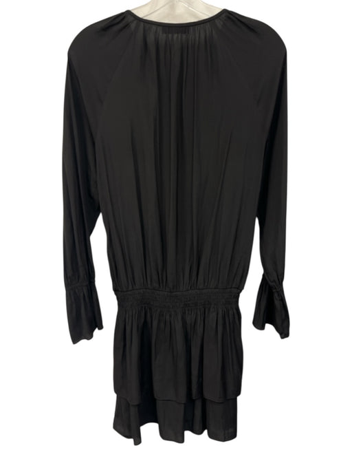 Ramy Brook Size Medium Black Polyester Long Sleeve front keyhole Tiered Dress Black / Medium