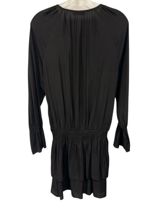 Ramy Brook Size Medium Black Polyester Long Sleeve front keyhole Tiered Dress Black / Medium