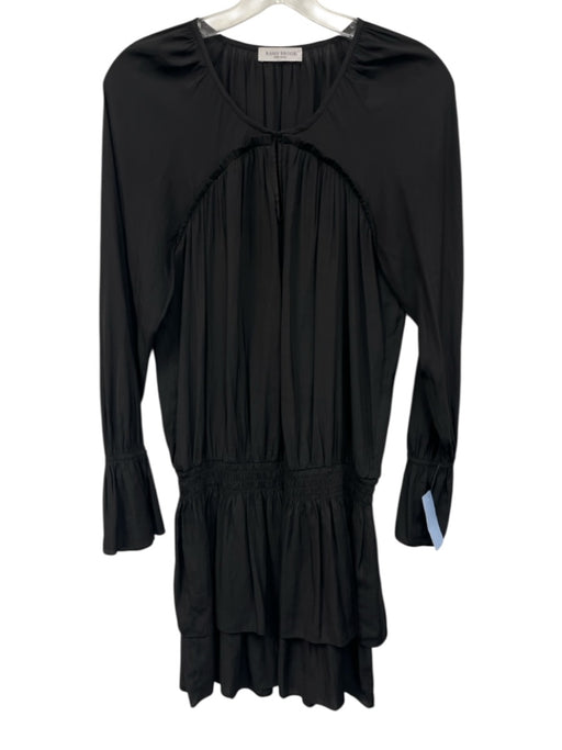 Ramy Brook Size Medium Black Polyester Long Sleeve front keyhole Tiered Dress Black / Medium